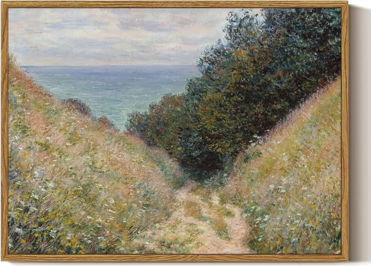 ARPEOTCY Framed Canvas Wall Art Prints, 12x16 Inch, Vintage Monet Landscape Prints for Wall Decor, Rustic Farmhouse Hanging Art for Bedroom, Living Room, Bathroom, Office Shelf Decorations