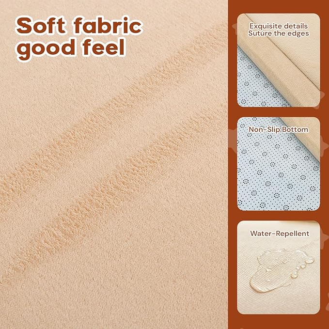 Baby Play Mat for Floor, 50'' x 50'' Thicken Foam Soft Padded Mat for Tummy Time, Playpen Playmat for Toddlers Infant kids, Water-Repellent Coral Velvet, Non-slip Bottom Safe for Crawling (Brown)