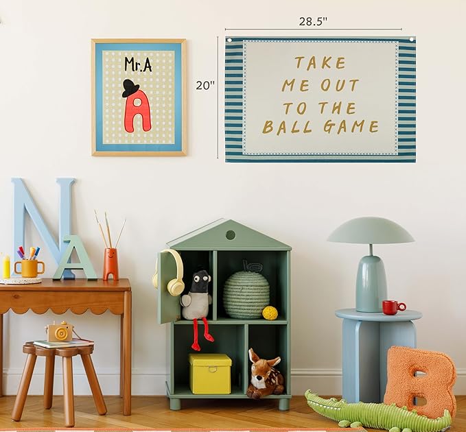Boho Rectangular Banner Flag Wall Art Decor Gift for Baby Boy Kid,Nursery Boy Room Playroom Reading Room Front Decor-Take Me Out to the Ball Game-Baby Present Shower,Birthday Christmas Gift