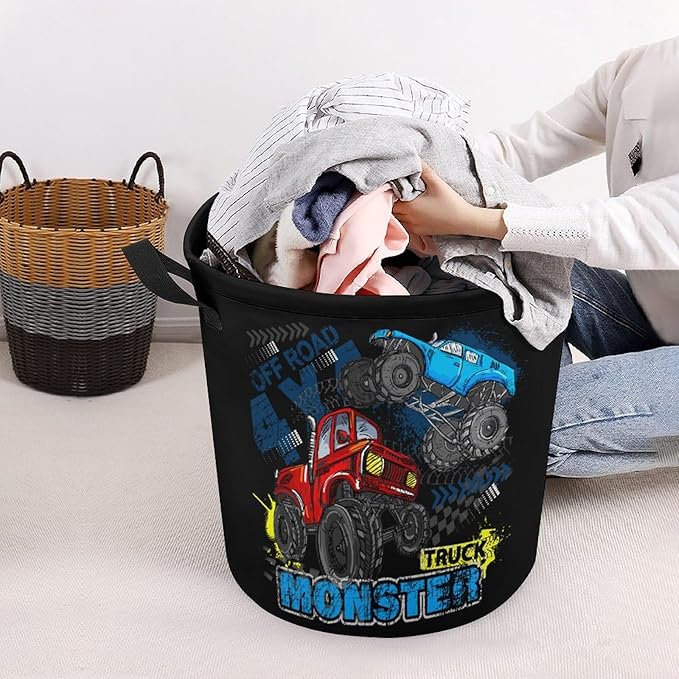 Monster Truck Laundry Basket Boys Room Decor Boys Hamper Dirty Clothes Bin Organizer Monster Truck Birthday Decorations