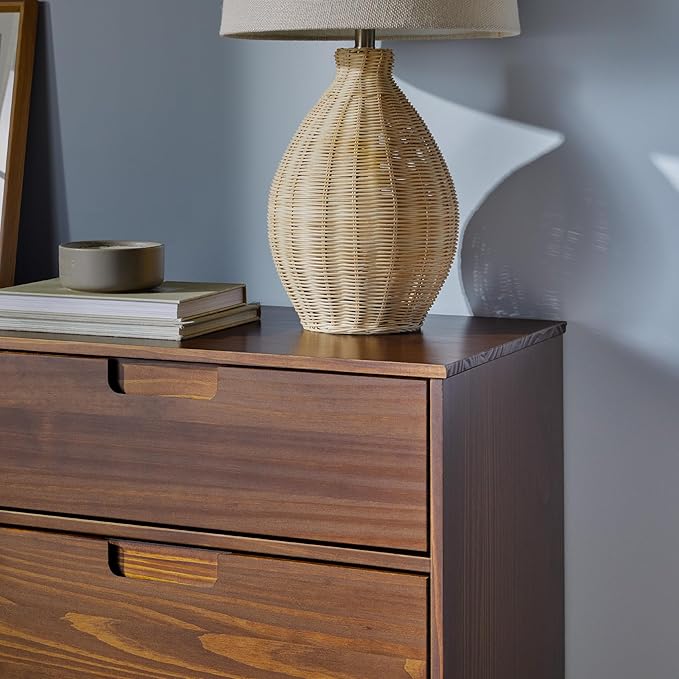 Walker Edison Sloane 6-Drawer Groove Handle Solid Wood Dresser, 52 Inch, Walnut