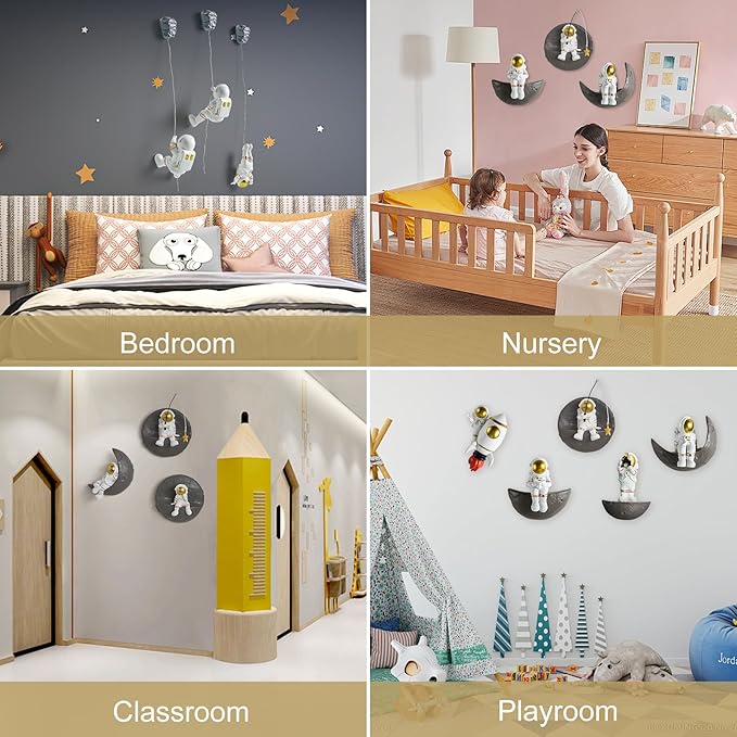 XGZY 3-Piece Astronaut Wall Decoration: Space Theme Outer Space Kindergarten 3D Wall Decoration for Boys Room Decor