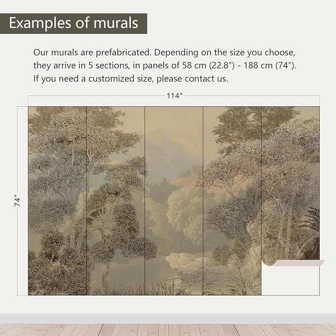 AFZEVEB-Tropical Jungle Wallpaper Landscape Tree Wall murals for Bedroom 114"x74"(Not Peel and Stick)