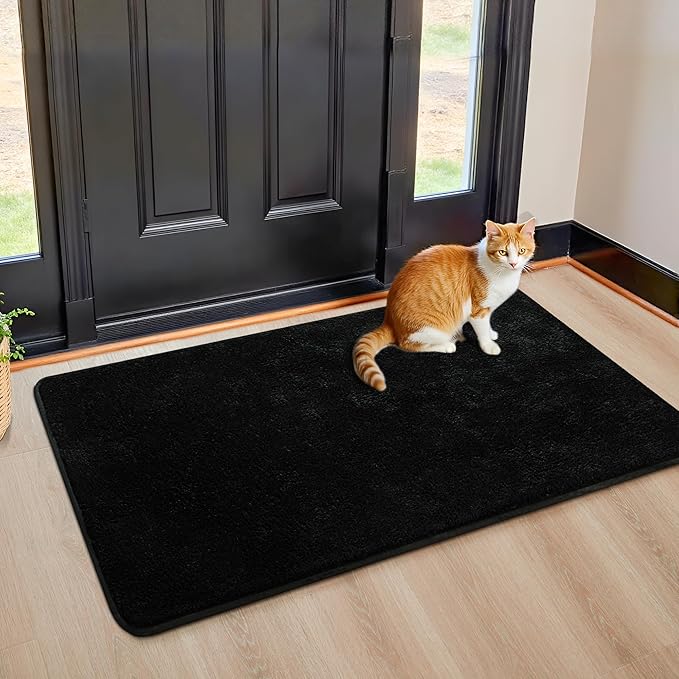 Chicrug 2x4 Minimalist Washable Runner Rugs for Bedroom Hallway, Modern Soft Memory Foam Rug for Kids Nursery, Throw Small Runner Carpet for Dorm Kitchen Bedside Entryway Decor, Black