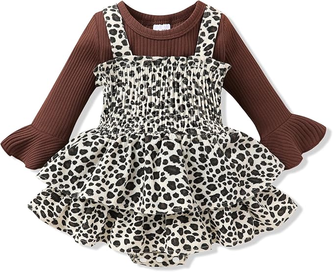 YOUNGER TREE Newborn Baby Girl Fall Winter Outfits Long Sleeve Romper Corduroy Overall Dress Infant Skirt Clothes Sets