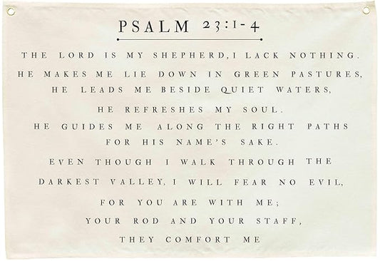 Psalm Christian Bible Verse Scripture Canvas Rectangular Banner-Flag Poster Wall Decor for Baby Boy Girl Kids,Nursery Above Crib Kids Room Bedroom Decor-Baby Shower Baptism Birthday Christmas Gift