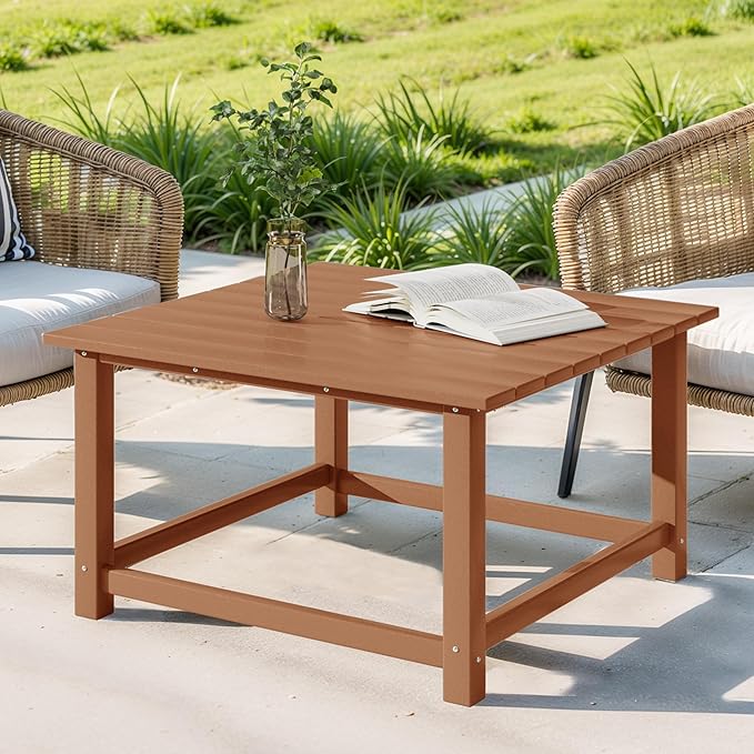 Costaelm Paradise Kids 5-Piece HDPE Outdoor Square Patio Dining Table and Chairs Set, Teak