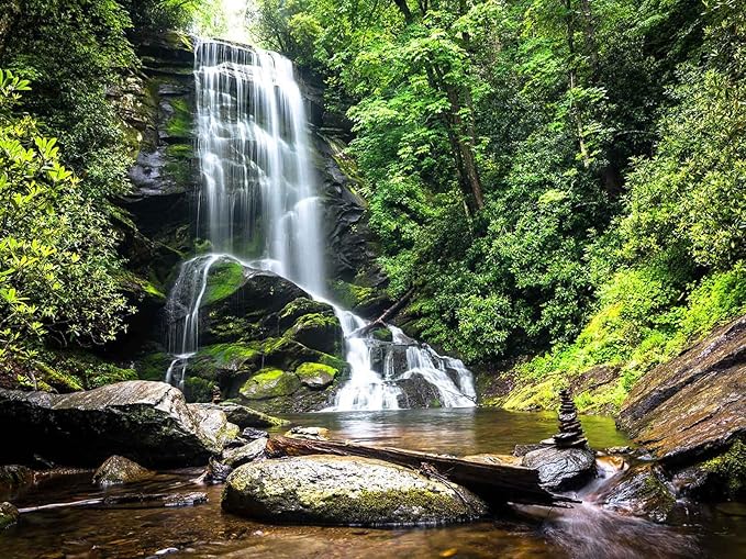 108''x75''Cascading Waterfalls in Forest Wall Mural Large Wallpaper Mural Wall Decor for Bedroom, Living Room, Kids Room(Not Self-Adhesive)
