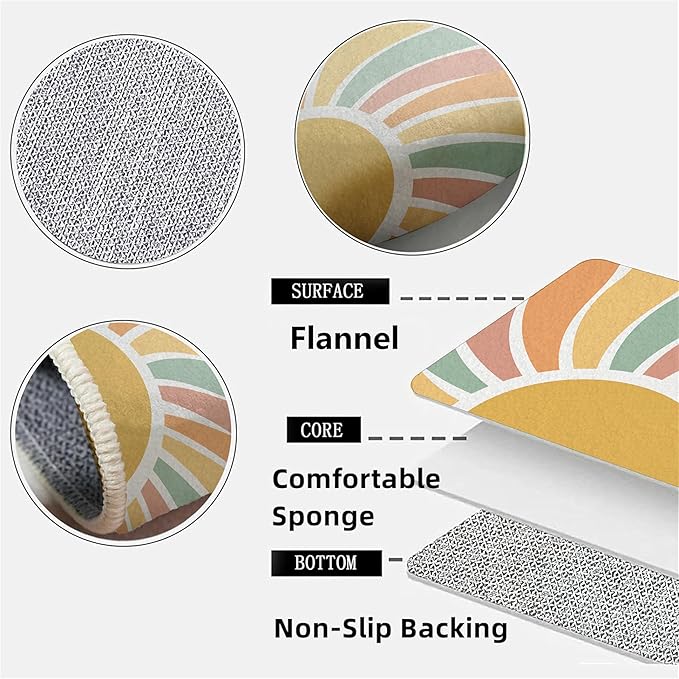 Machine Washable Rainbow Rugs Bedroom Fluffy Plush Soft Area Rugs Rainbow Sunshine Sun Print Living Room Non-Slip Indoor Flooring Kids Girls Boys Home Decor Aesthetics 5x8ft
