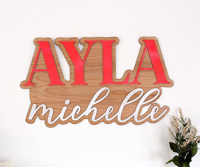 Large Wood Nursery Sign | Nursery name sign for Kids | Custom Wood Name Sign | 3D Wood Baby Name Sign (Red)