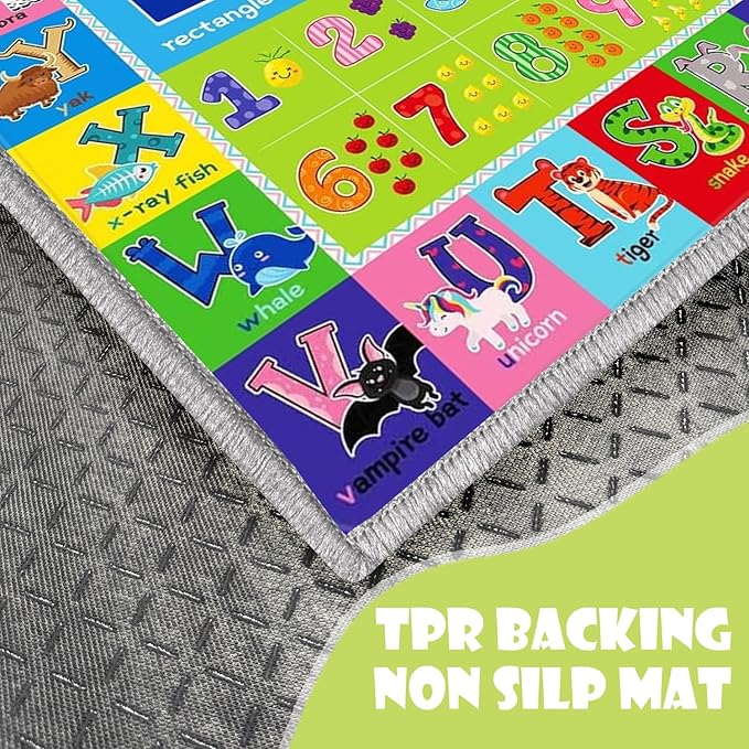 ABC Play Carpet for Kids – Extra Large Preschool Rug with ABCs, Numbers, Animals, and Colors for Playroom & Classroom - (78.7X59 Inches)