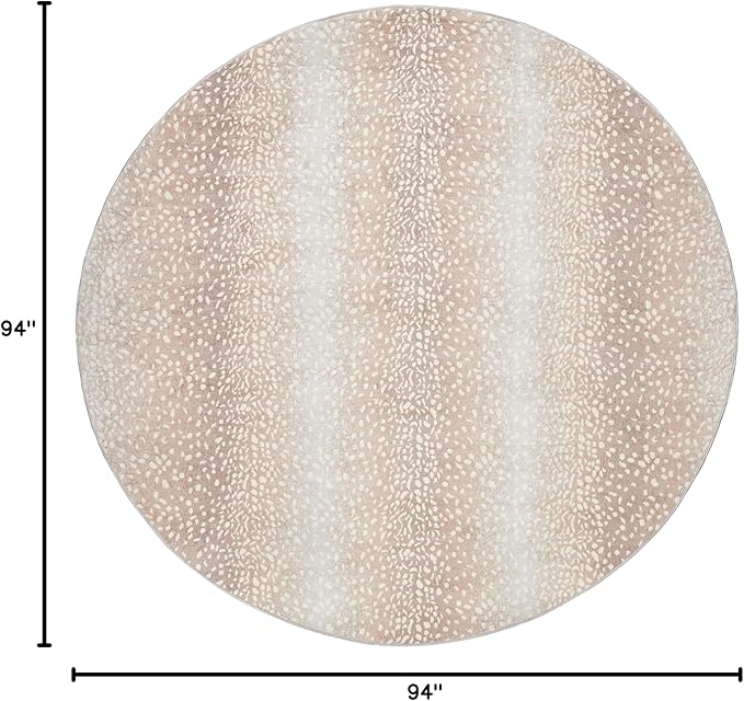 Livabliss Area Rugs - 8ft Round Pablo Modern Antelope Print Camel Brown Area Rug for Living Room Bedroom - Animal Theme Non-Shedding Stain Resistant Large Carpet for Kitchen, Office (7'10" Round)