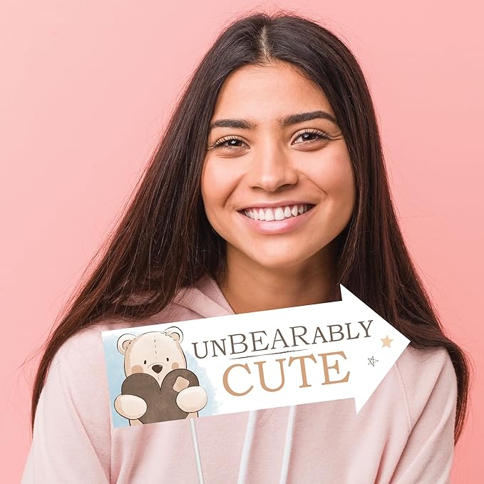Big Dot of Happiness Funny We Can Bearly Wait - Teddy Bear Baby Shower Photo Booth Props Kit - 10 Piece