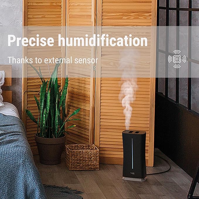 Stadler Form’s Eva Humidifier with WiFi, External Humidity Sensor, Automatic Mode, for Rooms of up to 860 sq ft, Ultrasonic Nebuliser, Dimmable LEDs, Suitable for Fragrant Oil, White