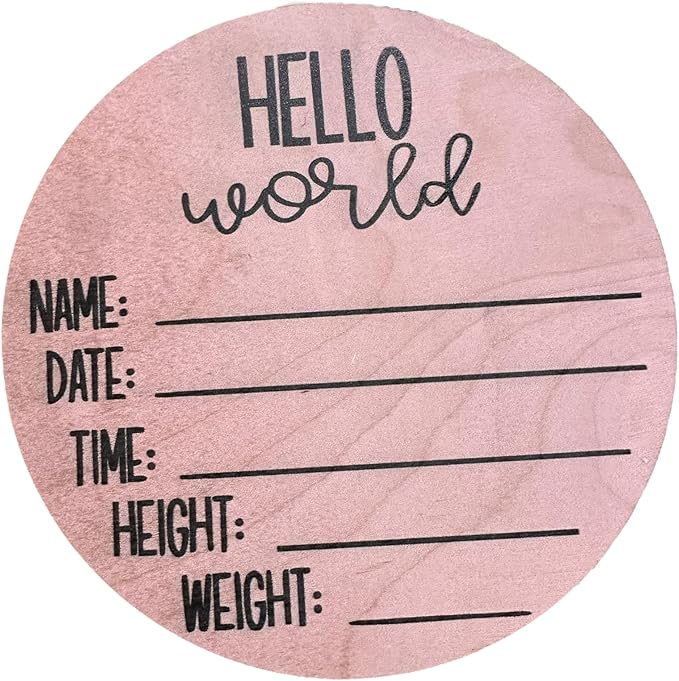 Baby Shower Sign, Newborn Girl Nursery Decor, Wood round, Girls decorative, Home Decor for Baby Girl, Newborn Gift (Birth Stats-Pink Posy)