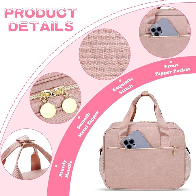 Wearable Breast Pump Bag, Breast Milk Cooler Bags with Insulated Compartment, Pumping Bag Compatible with Momcozy, Medela and Elvie Pumps, Pump Carrying Case for Work Travel Camping, Pink