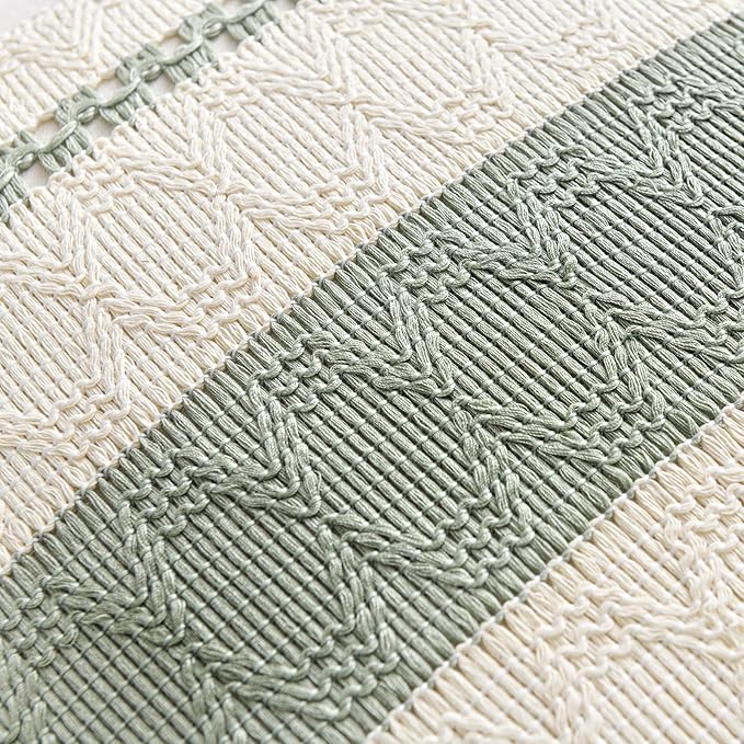 Fancy Homi Set of 2 Sage Green Boho Decorative Throw Pillow Covers 22x22 Inch for Living Room Bedroom Couch Bed Indoors, Rustic Retro Cushion Case 55x55 cm, Bohemian Room Home Decor