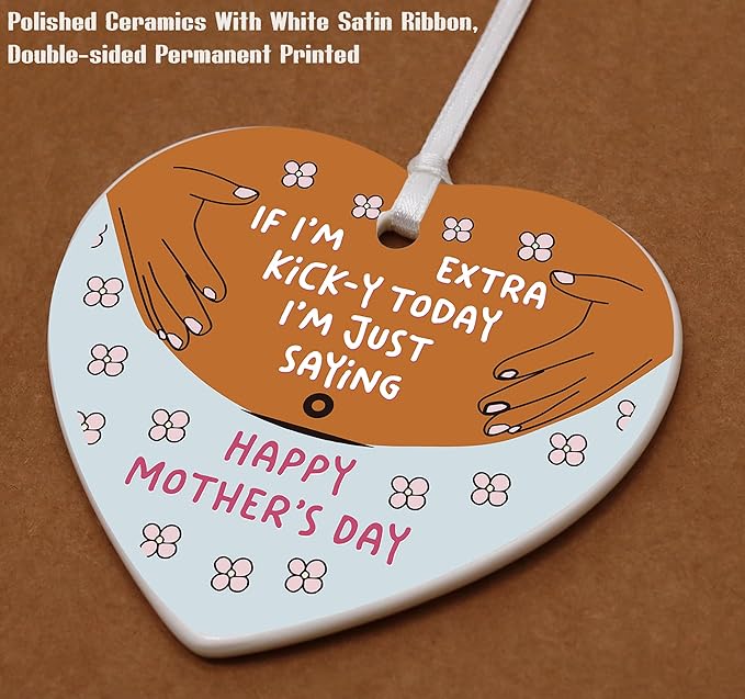 Heart Shaped Ornament-2025 Pregnant Women Gift-New Mom Pregnancy Announcement Baby Shower Present for Mother to Be First Time Mom Double Sided Printing Keepsake