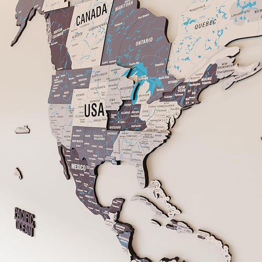 Colorfull Worlds 3D Wooden World Map Wall Art - Premium Multicolored World Travel Map for Wall Decor with Push Pins- Ideal Housewarming Gift & Travel Tracker (XXLarge, Nimbus)