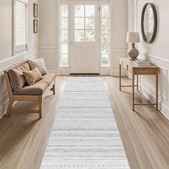 Area Rugs for Living Room Washable Living Room Rug Soft Neutral Indoor Floor Carpet Non-Slip Stain Resistant Modern Boho Rugs for Bedroom Dining Room Kids Room Nursery Office Home Grey
