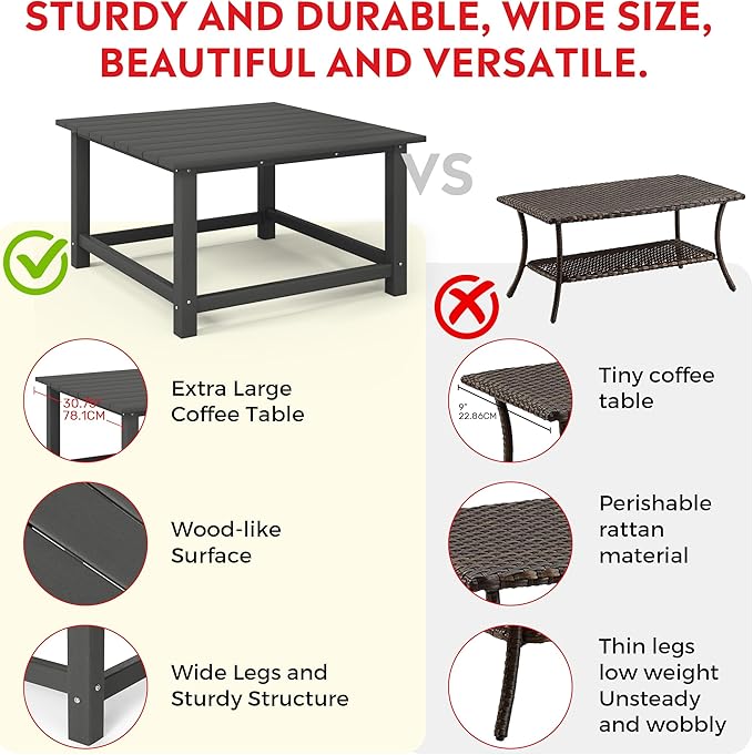 Costaelm Paradise Kids 5-Piece HDPE Outdoor Square Patio Dining Table and Chairs Set, Gray