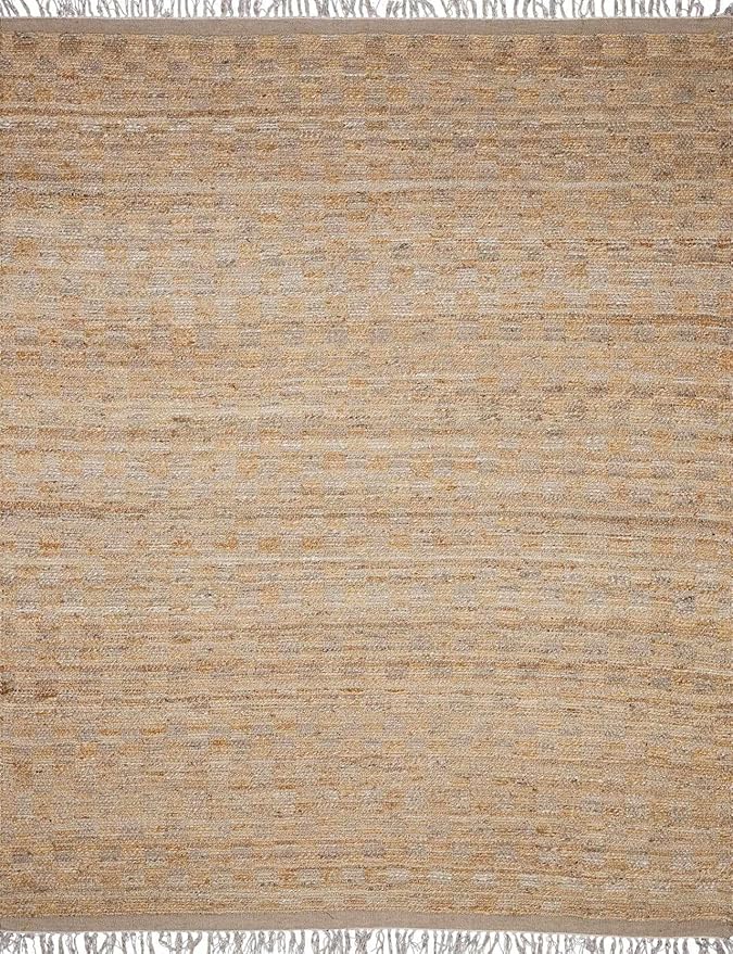 BoutiqueRugs Ionut Modern Jute Neutral Color Extra Large Area Rug - Bohemian Sea Grass Natural Fiber Geometric Carpet for Living Room - Rattan - Brown, Beige, Cream - 9' x 12'