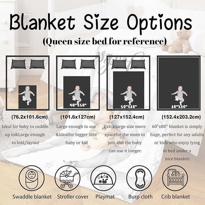 J&SBGFT Custom Baby Blanket for Boys - Personalized with Name, Receiving Blanket for Toddlers, Kids, Crib, Stroller, Nursery Decor - 30"x40", Color21