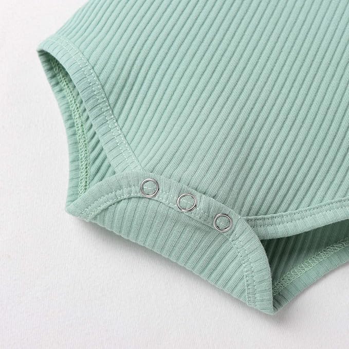 Newborn Baby Boy Girl Clothes Ribbed Knitted Cotton Long Sleeve Romper Long Pants Solid Color Fall Winter Outfits