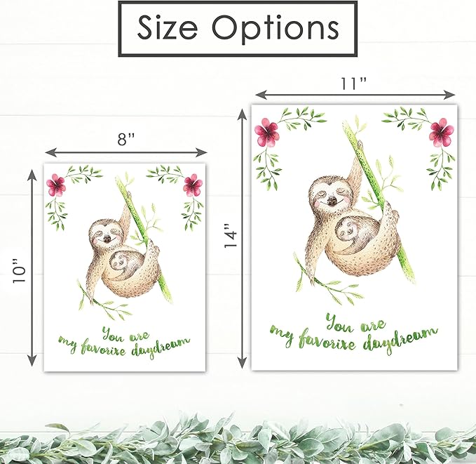 DREAM BIG PRINTABLES Sloth Art Prints (Set of 3) - Unframed - 11x14s | Delightful and Adorable Decor for Any Space | Living Room, Bedroom, Classroom Decor | Modern Wall Art