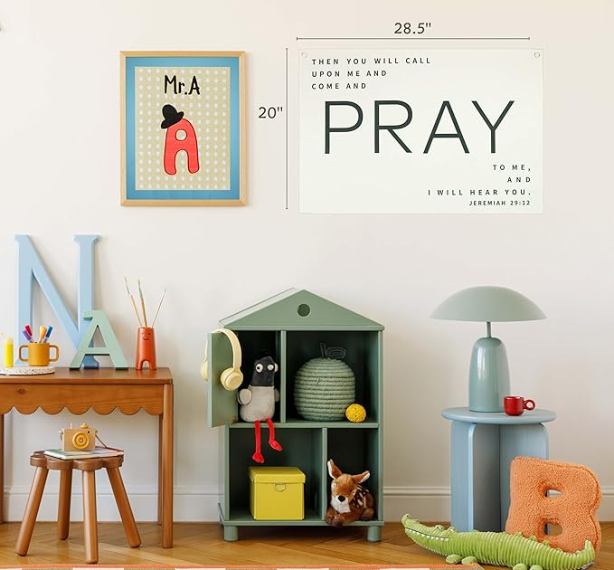 Christian Bible Verse Scripture Rectangular Banner Flag Wall Decor Gift for Baby Boy Girl Kid,Nursery Bedroom Reading Room Decor-Then You Will Call Upon-Baby Present Shower,Birthday Christmas Gif