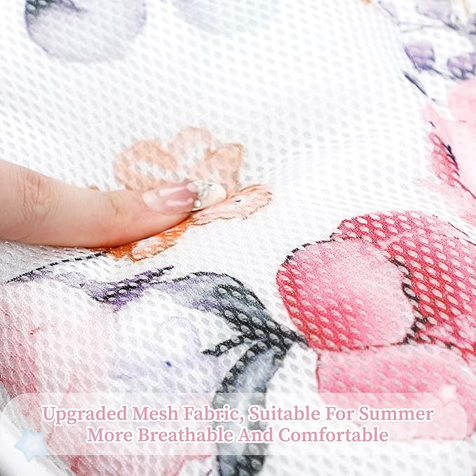 Mesh Baby Car Seat Head and Body Support, Pea Pod Infant Car Seat Insert for Newborn with Minky Dot Backing & Colorfast Stylish Floral Patterns, Suitable for Baby Car Seats, Stroller, and Baby Swings
