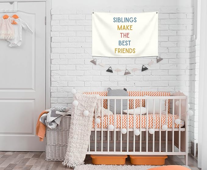 Rectangular Banner Flag Pennant Wall Decor Gift for Baby Boy Girl Kid Teen,Nursery Home Bedroom Playroom Reading Room Front Door-Siblings Make the Best Friends-Baby,Shower Birthday Christmas Gift