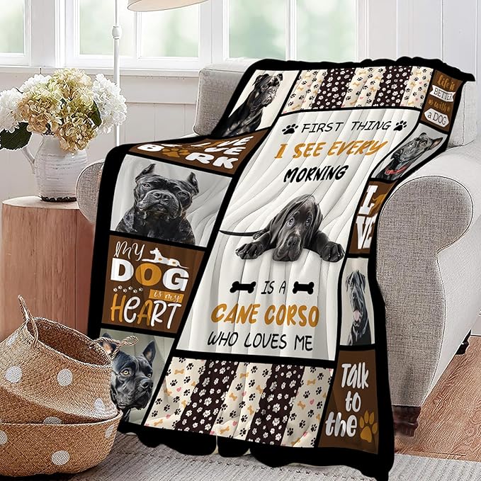 Cane Corso Blanket Cane Corso Decor Throw Blanket Super Soft Flannel Lightweight Fluffy Plush Fuzzy Fleece Stuff Blanket Gifts for Dog Lover Girl Woman Adults Man Boys Kids for Bedding Sofa 40"X50"