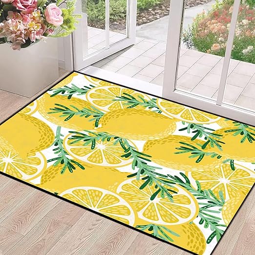 Lemon Rug Yellow Area Rugs for Bedroom Dorm Living Room Lemon Tree Throw Rug Floor Mat Pad Doormat Carpet, 5' x 7'(150 x 210cm)