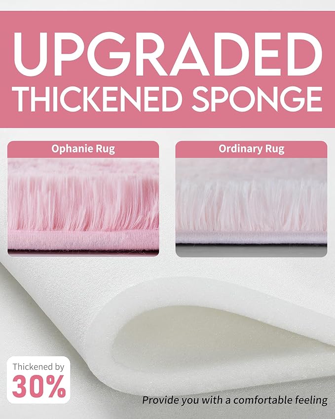 Ophanie 5x8 Light Pink Rugs for Living Room, Fluffy Fuzzy Plush Shag Comfy Soft Large Area Rug, Non-Slip Indoor Floor Carpet for Kids Boys Girls, Bedroom, Playroom, Home Decor Aesthetic, Nursery