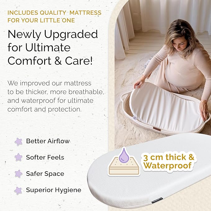 Baby Changing Basket, Portable Diaper Changing Pad, Moses Basket for Newborns, Changing Table Topper for Baby Nursery, Waterproof Travel Pad Cover