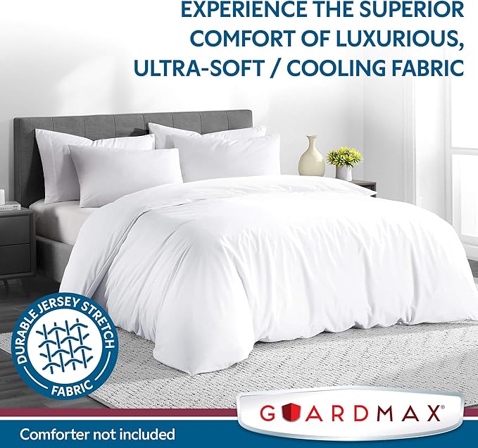 Guardmax Waterproof Duvet Cover - Jersey Fabric with Zipper Closure | Premium Quality, Bed Bug & Allergen Proof King (104 x 86)