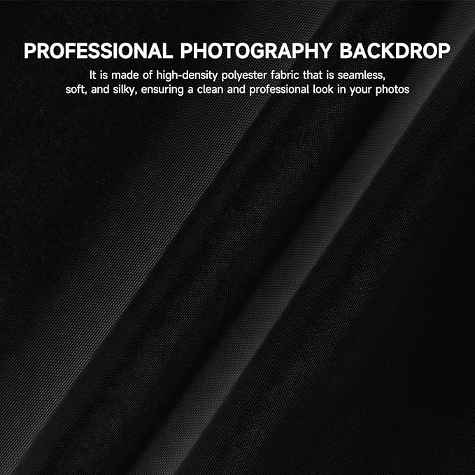 YSKE-Y1 10x7 FT Black Seamless Fabric Photo Backdrop for Photography Studio, Video Shoot, Party Background