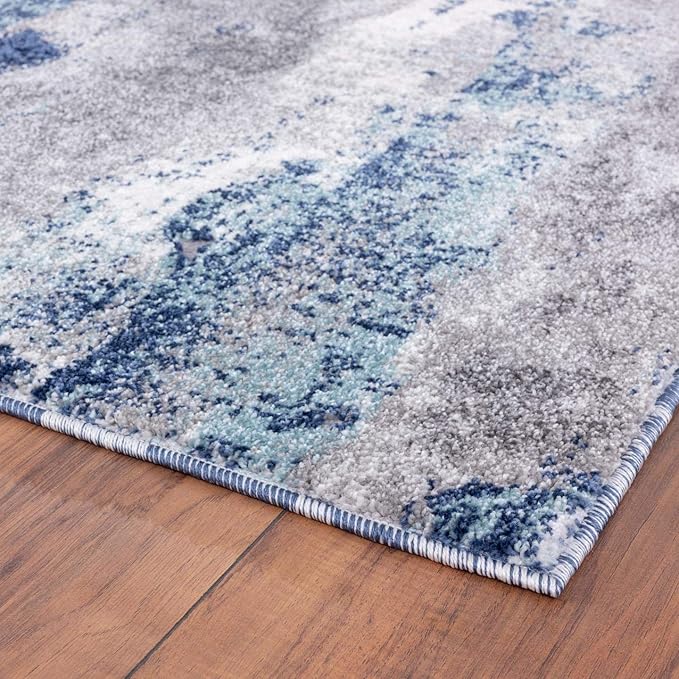 LUXE WEAVERS Euston Collection D.Blue-L.Blue 2x7 Modern Abstract Area Rug