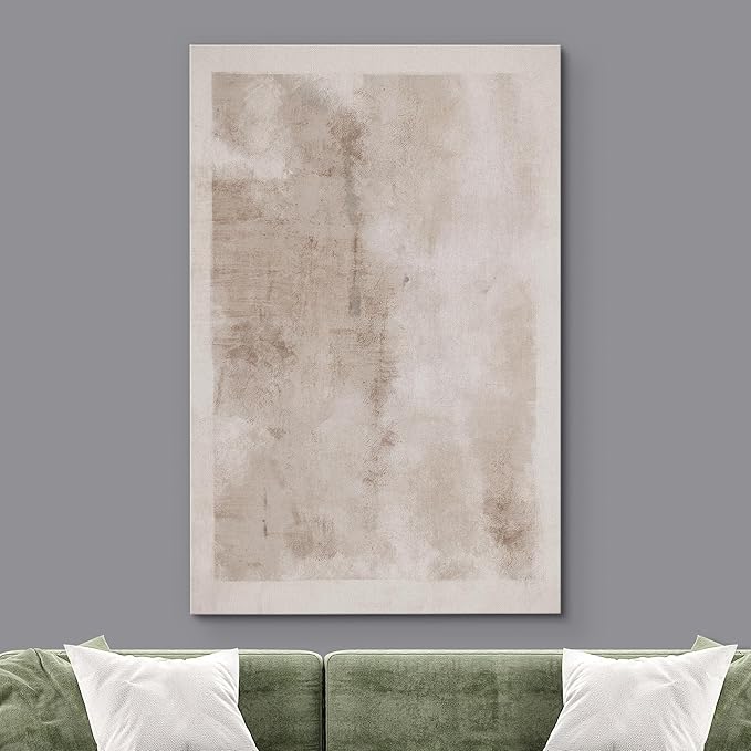 SIGNWIN Canvas Print Wall Art Faded Textured Brown & White Color Blocks Abstract Shapes Illustrations Minimalism Contemporary Nordic Decorative for Living Room, Bedroom, Office - 16"x24"