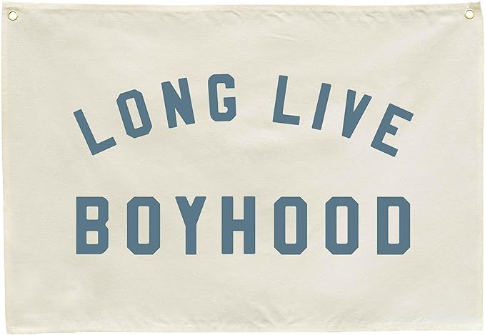 Long Live Boyhood Canvas Banner-Nursery Hanging Rectangular Poster Flag Sign Art for Baby Kids Boy,Nursery Playroom Boyroom Babyroom Decoration,Christmas Gift Idea for Boys 28.5"L x 20"W