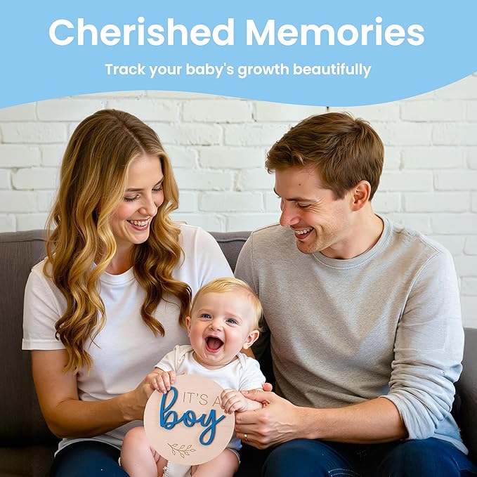 2-in-1 Gender Reveal Sign and Hello World Announcement Signs, It's a Boy or Girl Sign Newborn Announcement Set, Wooden Baby Welcome Sign for Hospital, Nursery he or she signfor Newborn Boys and Girls