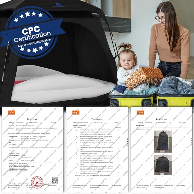 Baby Blackout Tent Fits Crib, Pack N Play, Toddler Travel Bed & Kids Cot, CPC Certified Sleep Pod with Fan Pocket 2 Mesh Doors, Breathable & Quiet Design, Easy Setup & Portable