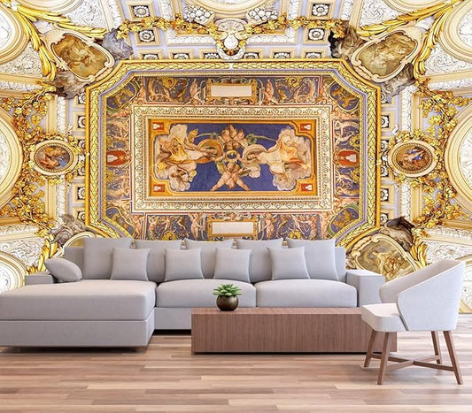 Gold Jesus Christ Religious Fine Decorative Wall Mural for Interior Ceiling and Backdrop Murals（Not Peel and Stick）