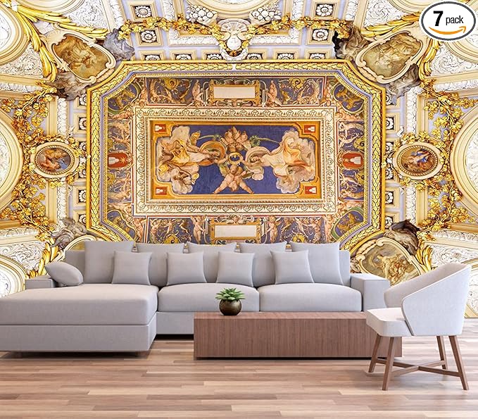 Gold Jesus Christ Religious Fine Decorative Wall Mural for Interior Ceiling and Backdrop Murals（Not Peel and Stick）