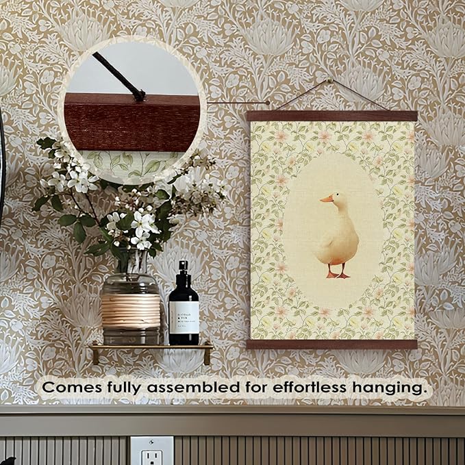 Wheatwin Nursery Decor, Vintage Baby Girl Nursery Wall Decor for Playroom Girls Boys Kids Room Bedroom, Animal Rabbit Goose Wildflower Floral Canvas Pictures Framed Art Decorations 12x16