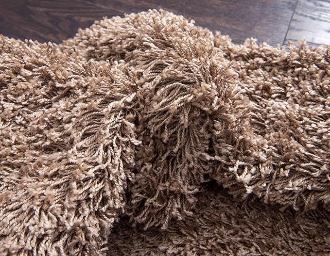 Unique Loom Solid Shag Collection Area Rug (2' 6" x 13' 1" Runner, Sandy Brown)