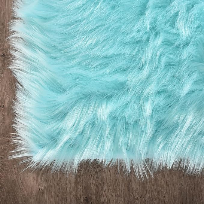 Latepis Blue Round Rugs 6ft Faux Sheepskin Fur Large Circle Rug for Living Room Bedroom Fluffy Plush Furry Rug Home Décor
