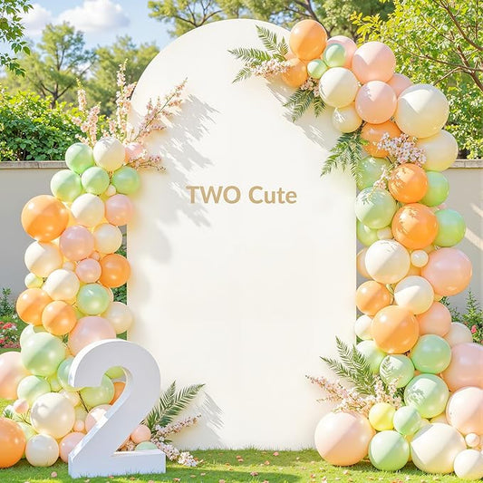 Ivory Arch Backdrop Cover 6FT Spandex Fitted Wedding Arch Stand Covers Round Top Chiara Arch Covers Stretchy Backdrop Cover for Birthday Party Ceremony Banquet Decoration