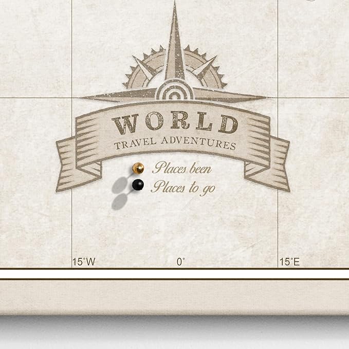 Canvas World Map with Cork Pin Board - English Lettering - Decorative Wall Decoration for All Rooms - Canvas Pictures with World Map Motif (150x100 cm, Pattern 25)